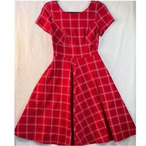 Red Plaid Fit-and-Flare Dress